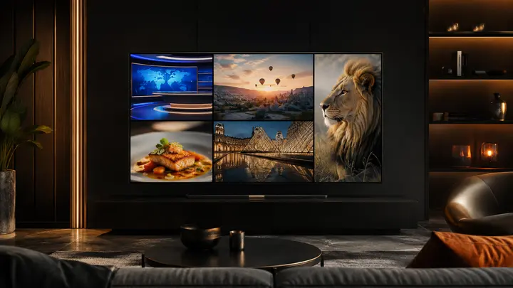 Sélection de programmes français et internationaux affichée sur Smart TV